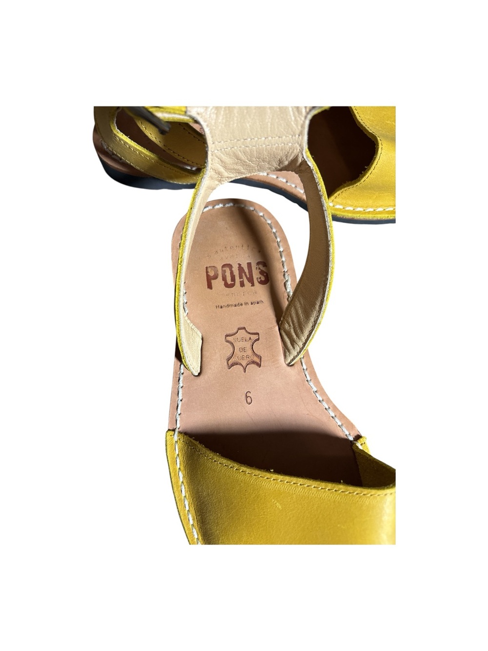 PONS Avarca Menorca Saffron Yellow Leather Ankle Strap Sandals EU 36 - Picture 3 of 6